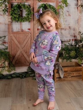 Bums And Roses Spring Par-tea Purple Jogger Set Size 18-24 Sold Out Everywhere